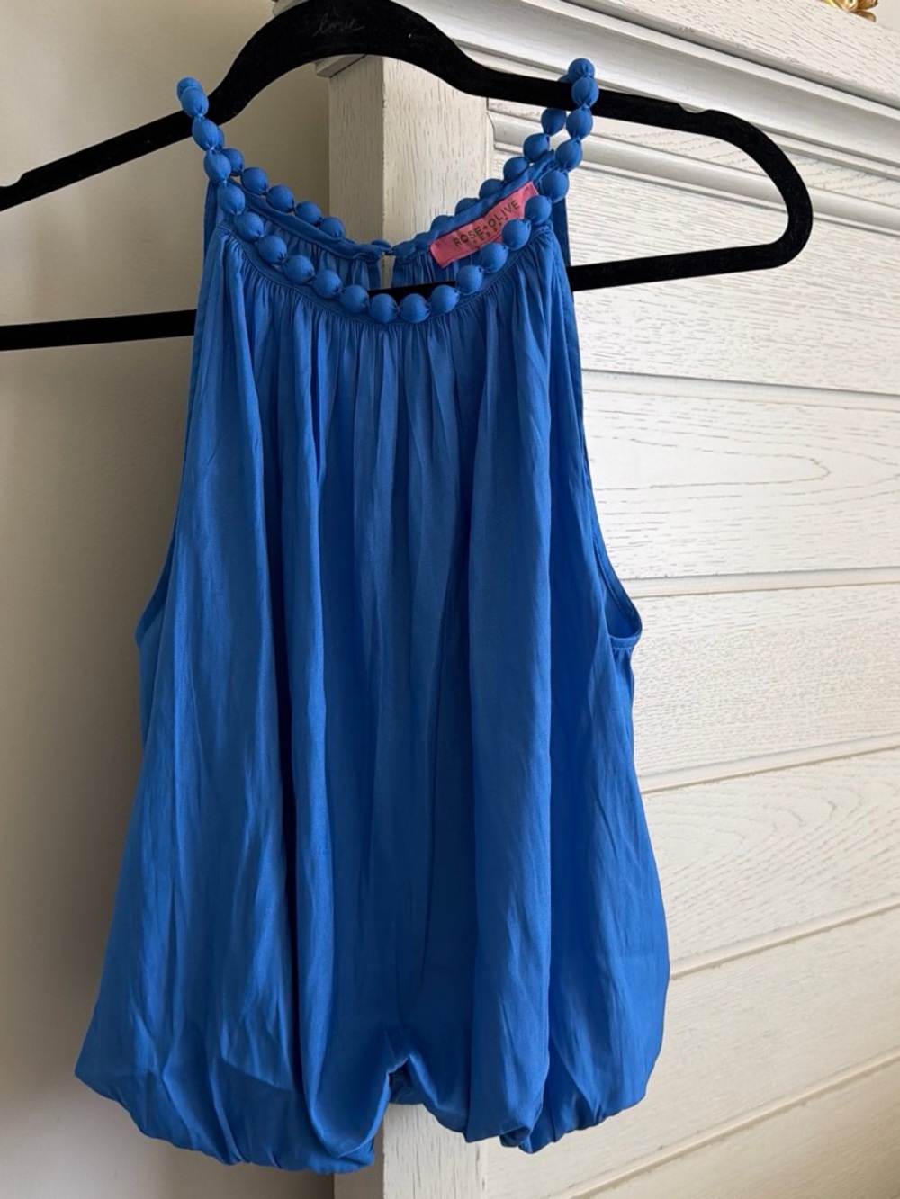 Nordstrom Bright Blue Beaded Halter Camisole